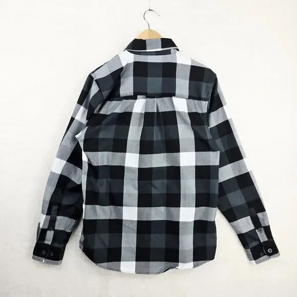 Dixxon Finish Line Flannel Shirt Mens Small Button Up Black White Plaid Casual - Picture 8 of 10